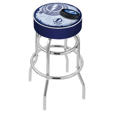 Holland Bar Stool Co 30" Tampa Bay Lightning Cushion Seat, 2-Ring Chrome Swivel Bar Stool L7C130TBLght-D2